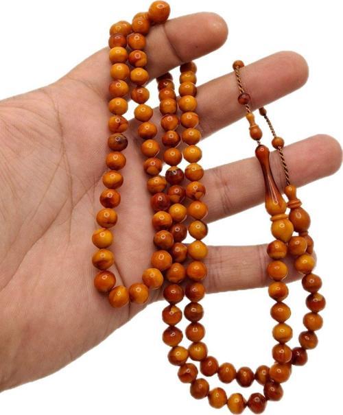 Turuncu Renk Uçlu Küre Kesim Lüks Model 99 Luk Tesbih
