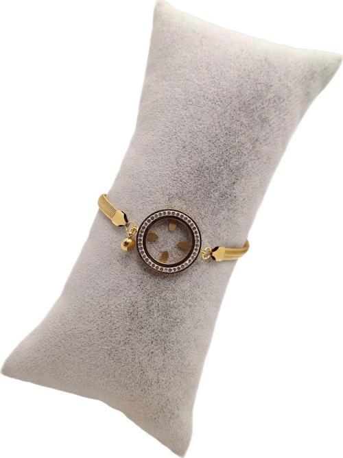 Altın Renk Taşlı Balık Sırtı Çeyreklik Bileklik