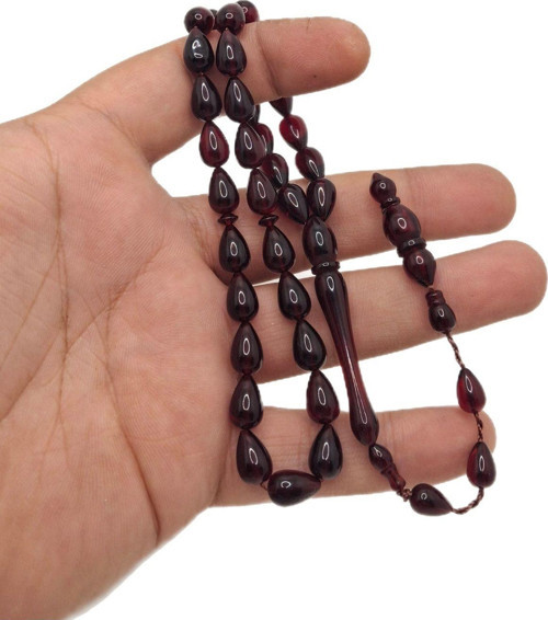Bordo Gözyaşı Model Toz Kehribar Tesbih