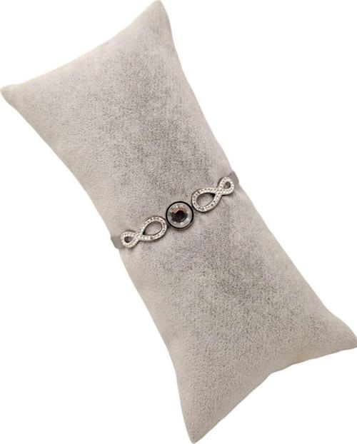 Gümüş Renk Taşlı Sonsuzluk Model Çelik Kelepçe Bileklik
