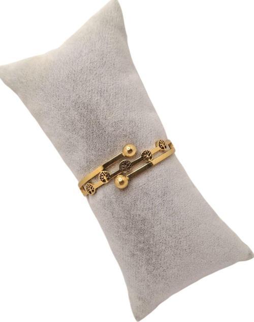 Altın Renk Hayat Ağacı Model Çelik Kelepçe Bileklik