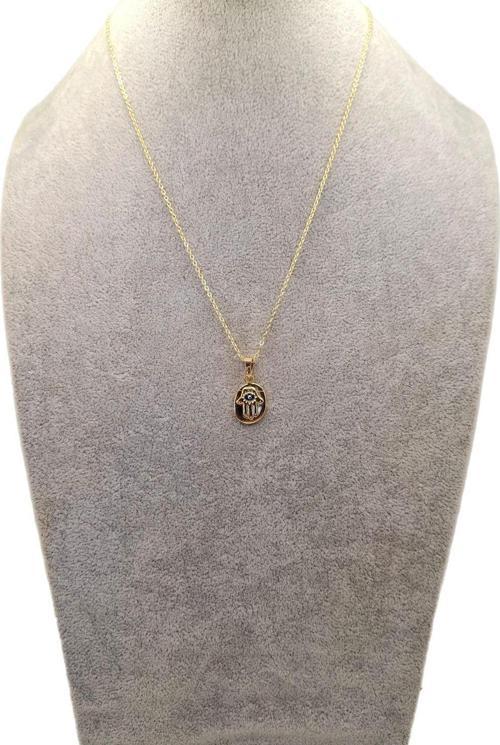 Altın Renk Nazar Boncuklu Fatma Ana Eli Model Kolye