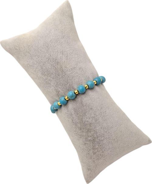 Altın Kombinli Turkuaz Doğal Taş Bileklik