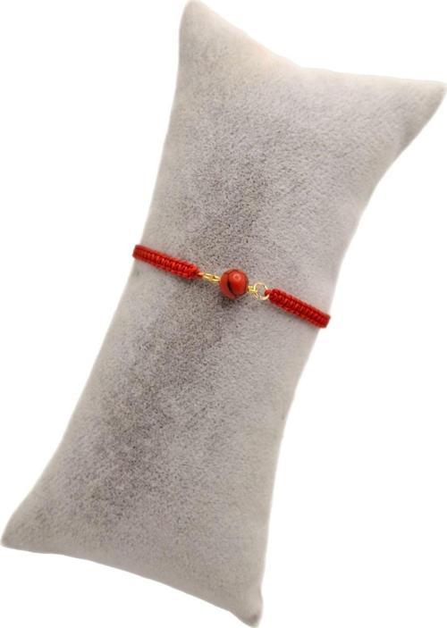 Kırmızı Havlit Doğal Taş Makrome Örgü Bileklik