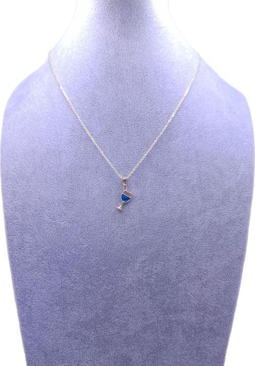 Mavi Şarap Kadehi Model Kolye