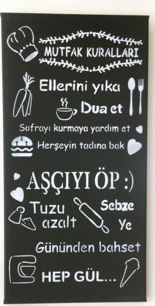 Mutfak Kuralları Panosu - 1. Sınıf Kalite Tuval