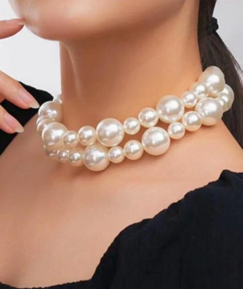 2 L İ Incili Çoklu Choker Kolye