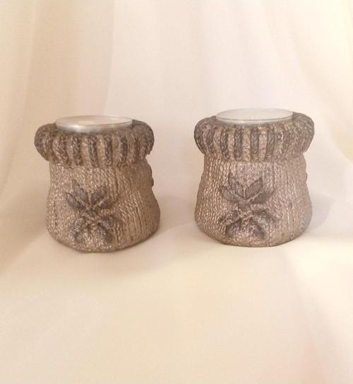 %100 Beton Çorap Görünümlü Tealight Mumluk - 14 Gr/4 Saat Yanma Süreli Mumlar Hediye