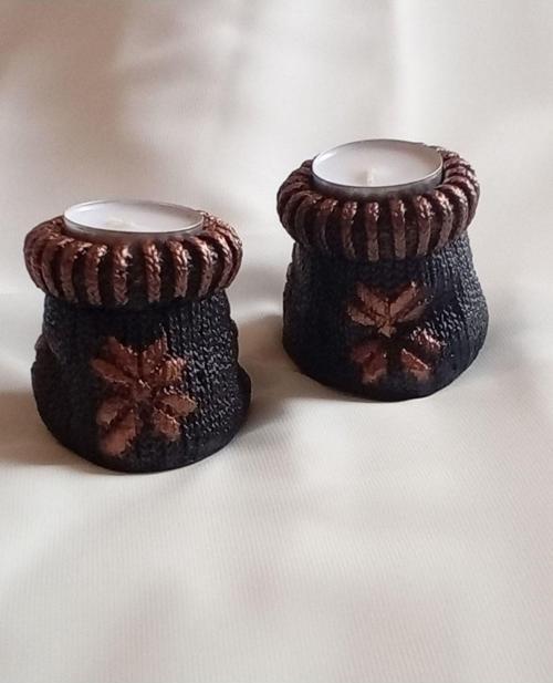 Çorap Görünümlü Tealight Mumluk - %100 Beton - Mumlar Hediyedir