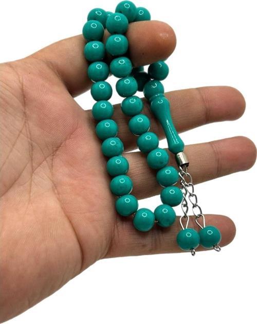 Yeşil Turkuaz Küre Kesim Toz Kehribar Tesbih