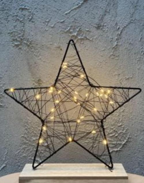 Ahşap Standlı Işıklı Metal Çerçeveli Fairy Led Örme Yıldız Şekil Aydınlatma Hediyelik Eşya Büyük Boy