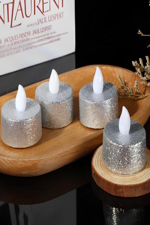 Dekoratif 4 Adet Led Tealight Mum Alev Yanma Efektli Led Işıklı Mum Dekor Alevsiz Mum
