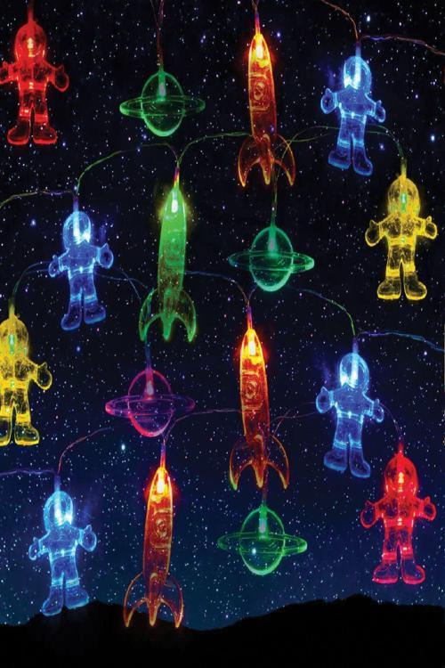 Dekoratif Çocuk Bebek Odası Led Şerit Astronot Uzay Gemisi Gezegen Temalı Pilli 10 Led'Li 2 M