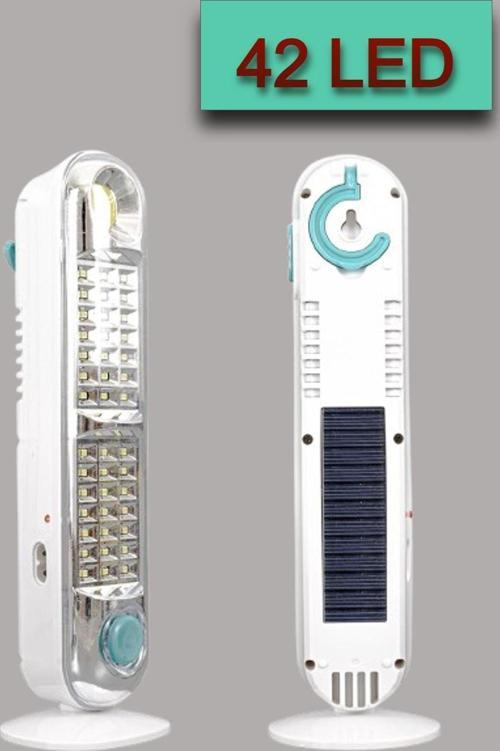 Şarjlı Taşınabilir & Masaüstü Kullanım Acil Durum El Feneri 42 Led 'Li Solar Askı Apartlı El Feneri