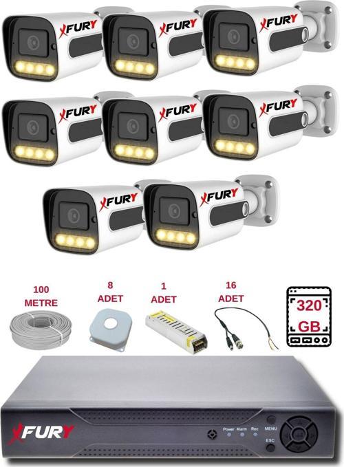 8 Kameralı Set Full HD Gece Renkli Görüş-Cepten İzle-Su Geçirmez Güvenlik Kamerası Seti 320GB
