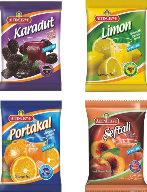 Şeftali-Karadut-Limon-Portakal Toz İçecek Soğuk - 450 gr - 4LÜ PAKET