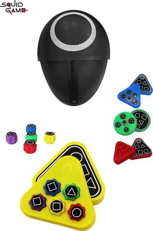 Squid Game Yuvarlak Maske + Kutulu Squid Game Gonggi Squid Game 5 Taş Oyuncak Beştaş