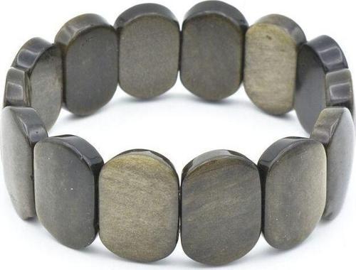 Rolex Model İri Kesim Hakiki Gold Obsidyen Taşı Bileklik