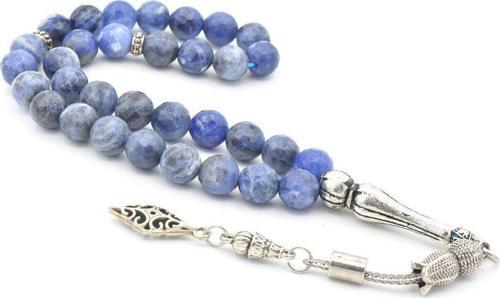 Faset Kesim Hakiki Doğal Sodalit Taşı Tesbih 8 Mm