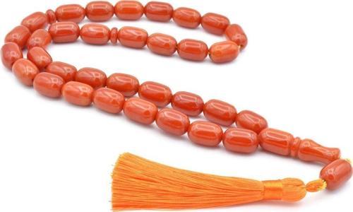 Saçaklı Püsküllü Kapsül Kesim Dev Boy Turuncu Sıkma Kehribar Tesbih