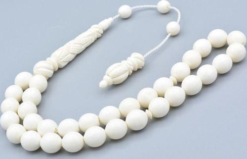 Sistemli İmamesi Kalem İşçilikli İri Boy Küre Kesim Deve Kemiği Tesbih