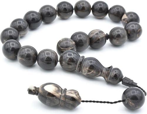 Usta İşi Sistemli Küre Kesim Koyu Bufalo Boynuzu Efe Maskot Tesbih