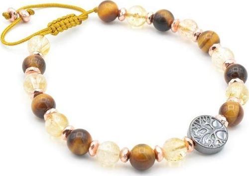 Makrome Model Hakiki Kaplan Gözü Sitrin Taşı Bileklik 6 Mm