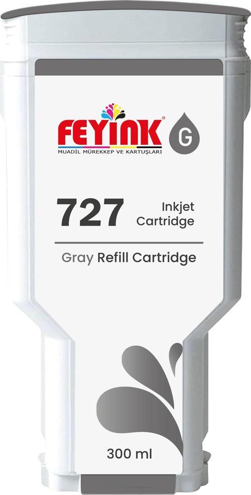 ® HP 727 Gray (G) Orijinal Mürekkep Dolumlu Feyink Kartuş 300 ml Gri, Uyumlu: HP DesignJet T795, T1300, T1200, T2300