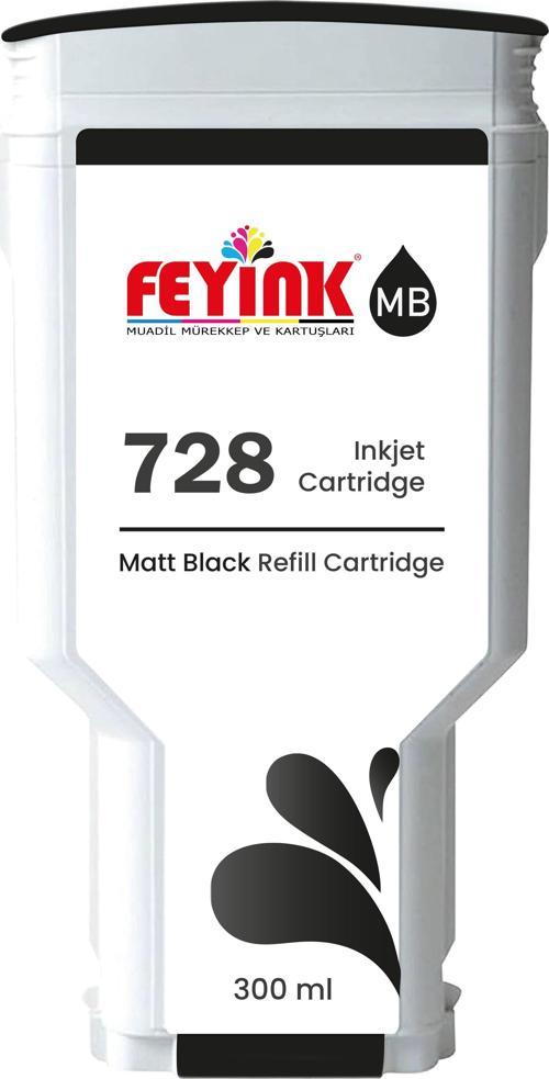® HP 728 Matt Black 300 ml.  Orijinal Mürekkep Dolumlu Feyink Kartuş Uyumlu Makineler: T730, T830