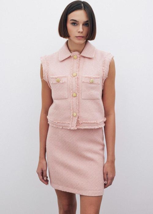 Simli Tüvit Yelek - Pudra