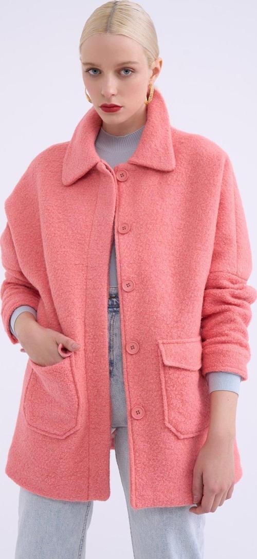 Cep Detaylı Buklet Kaban - Pudra