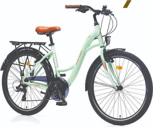 GLOWIE KADIN ŞEHİR BİSİKLETİ 410H V 24 JANT 21 VİTES BEYAZ KAHVE