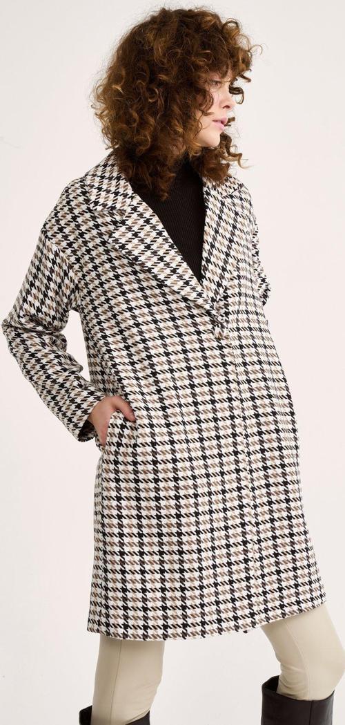 Kazayağı desenli kaban - Kahve