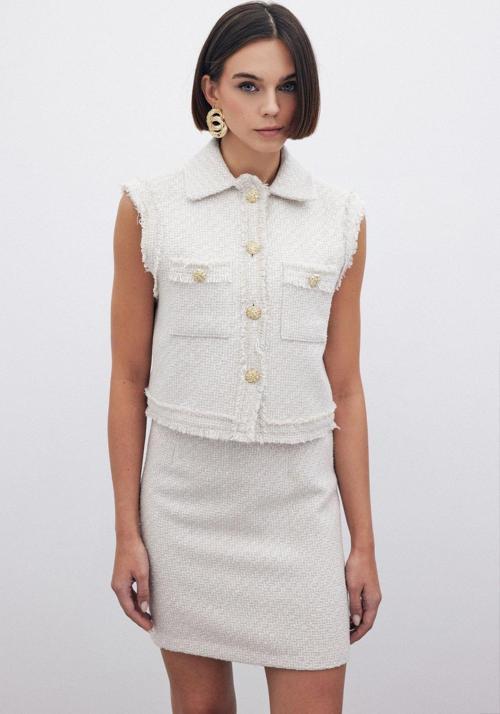 Simli Tüvit Yelek - Taş