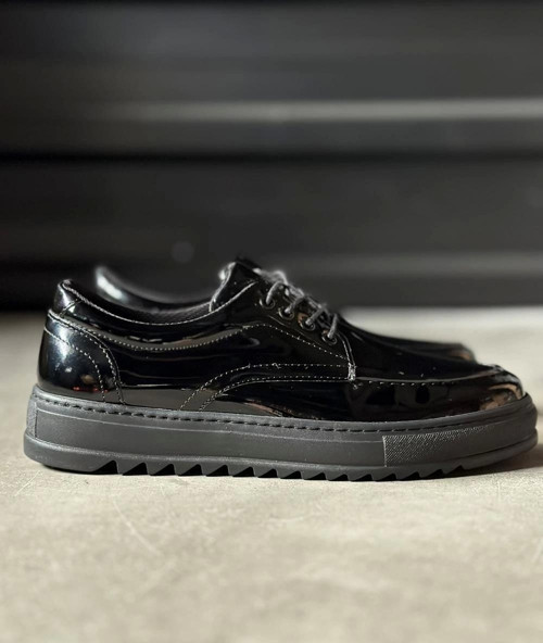 Günlük Ayakkabı T12 Siyah Rugan (Siyah Taban)