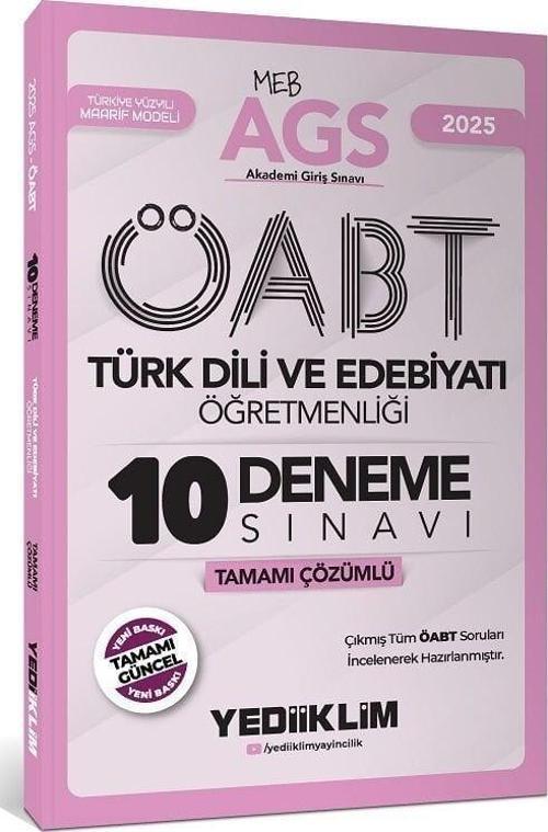 Yediiklim 2025 ÖABT MEB-AGS Türk Dili ve Edebiyatı 10 Deneme Çözümlü Yediiklim Yayınları