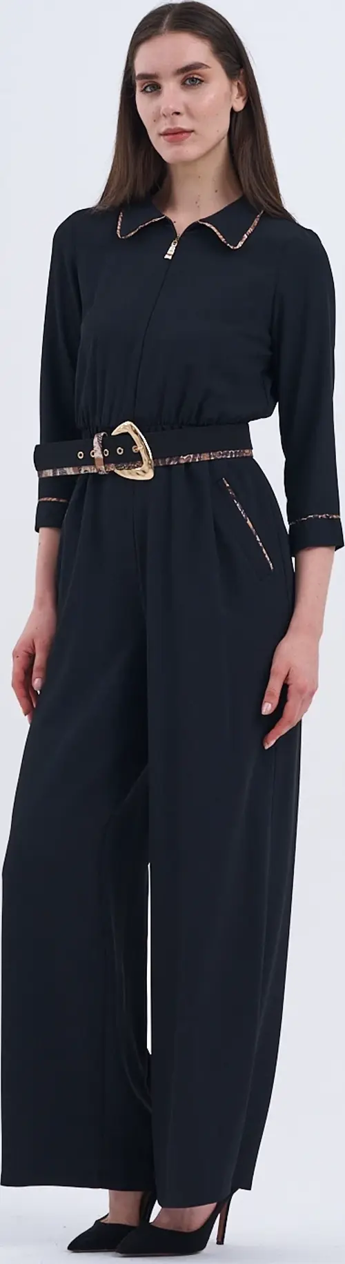 Modayı cesur bir adım ileri taşıyan leopar detaylı kemerli tulum modelimizle tanışın!