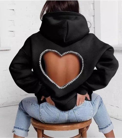 Sırt Kalp Detay Kapşonlu Sweatshirt