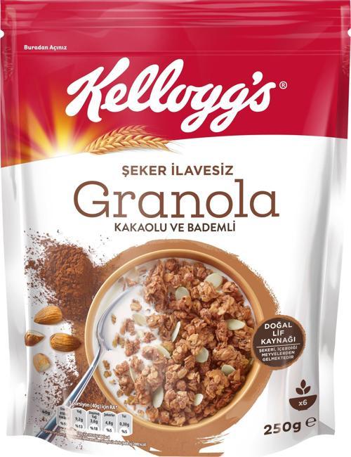 Şeker Ilavesiz Granola Kakao Ve Bademli 250 Gram,%43 Yulaf Içerir, Lif Kaynağı