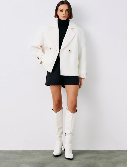 Buklet Kısa Kaban - Ekru