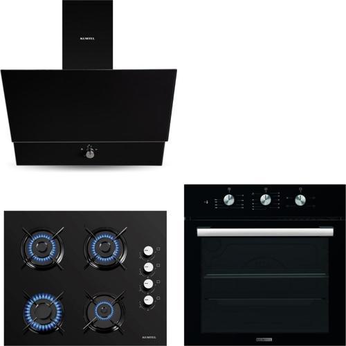 Kristal Siyah Cam Ankastre Set