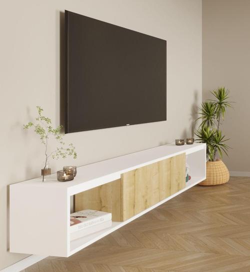 Modeno Tv Ünitesi Safir Meşe Beyaz