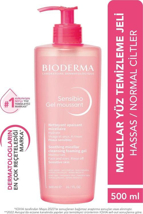 BIODERMA Sensibio Foaming Gel Hassas ve Normal Ciltler Durulanan Micellar Yüz Temizleme Jeli 500 ml 8699956513720