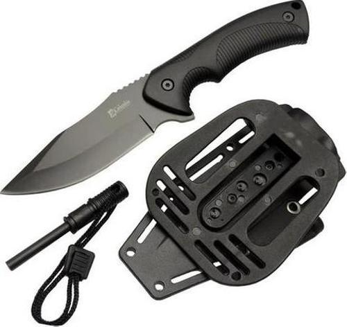 TNT-1020-B Siyah Magnezyum Çubuklu Avcı Bıçağı