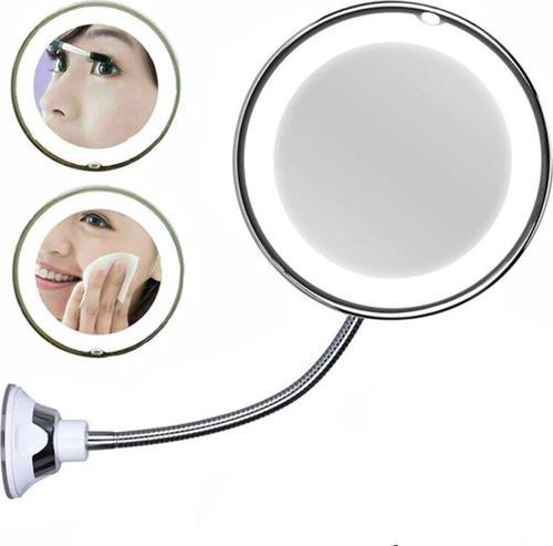 Flexible 10x Zoomlu Esnek Işıklı Çerçeveli Makyaj Aynası