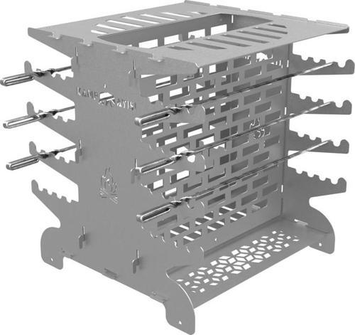 ® 2mm Galvaniz Metal GrillSpett™ Çift Taraflı Dikey Şiş Mangal Izgarası - 6 Şiş Hediyeli, Özel Taşıma Çantalı