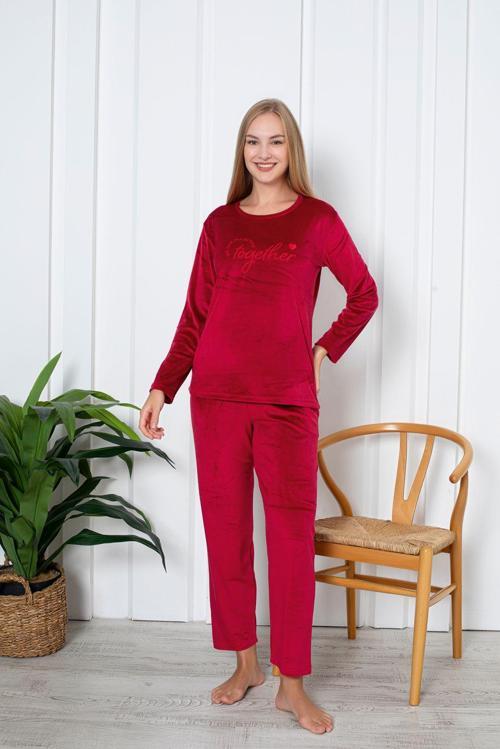 Luxury Velvet Fransız Kadife Yazı Detaylı Pijama Takımı