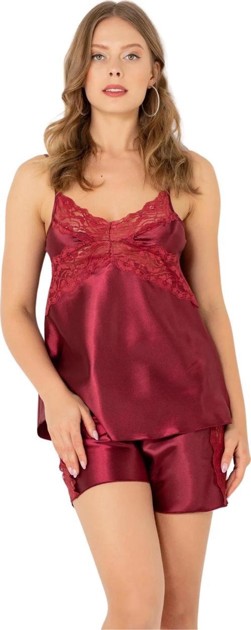 Faryanight Saten Dantel Detaylı İp Askılı Şortlu Takım