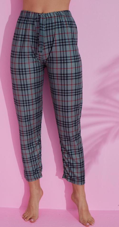 Dreamy Pamuklu Süet Ekose Desenli Pijama Altı Pantolon