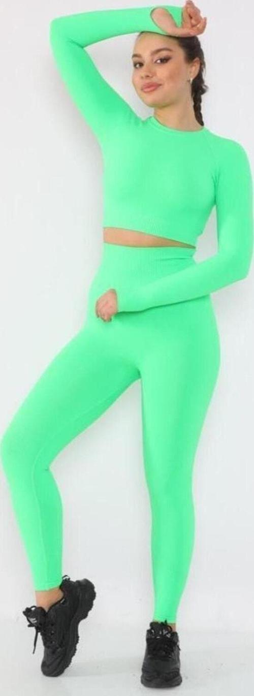 Spor Seamless Tayt Takım Fosfor Yeşil M-L